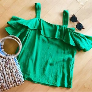 J. Crew Silk Off the Shoulder Short Sleeve Blouse